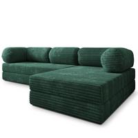 ECKSOFA ETERA modulares Boneless Sofa mit Schlaffunktion Grün Kordstoff - Grün, Textil (270/160cm) - MASSENO