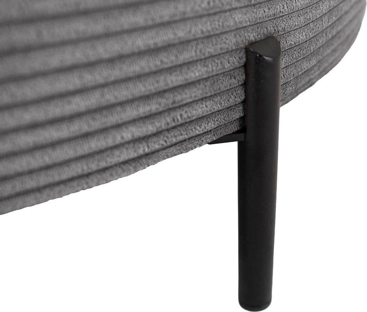 ECKSOFA Hana Loft 3-Sitzer Ecke Links, Cordstoff Chenille, Grau 241/80/168 cm - Schwarz/Grau, Textil/Metall (241/168cm) - WFL GROUP