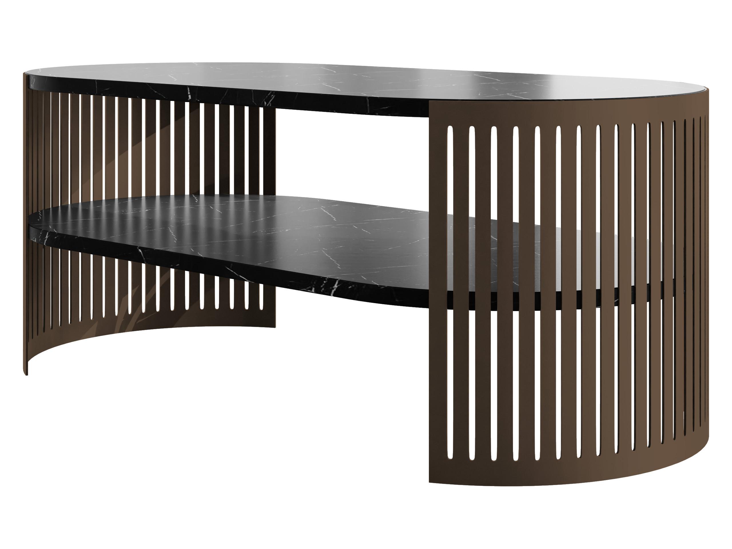 COUCHTISCH Fikoli Oval Braun I - Schwarz/Braun, Holzwerkstoff/Metall (100/50/40cm) - MIRJAN24