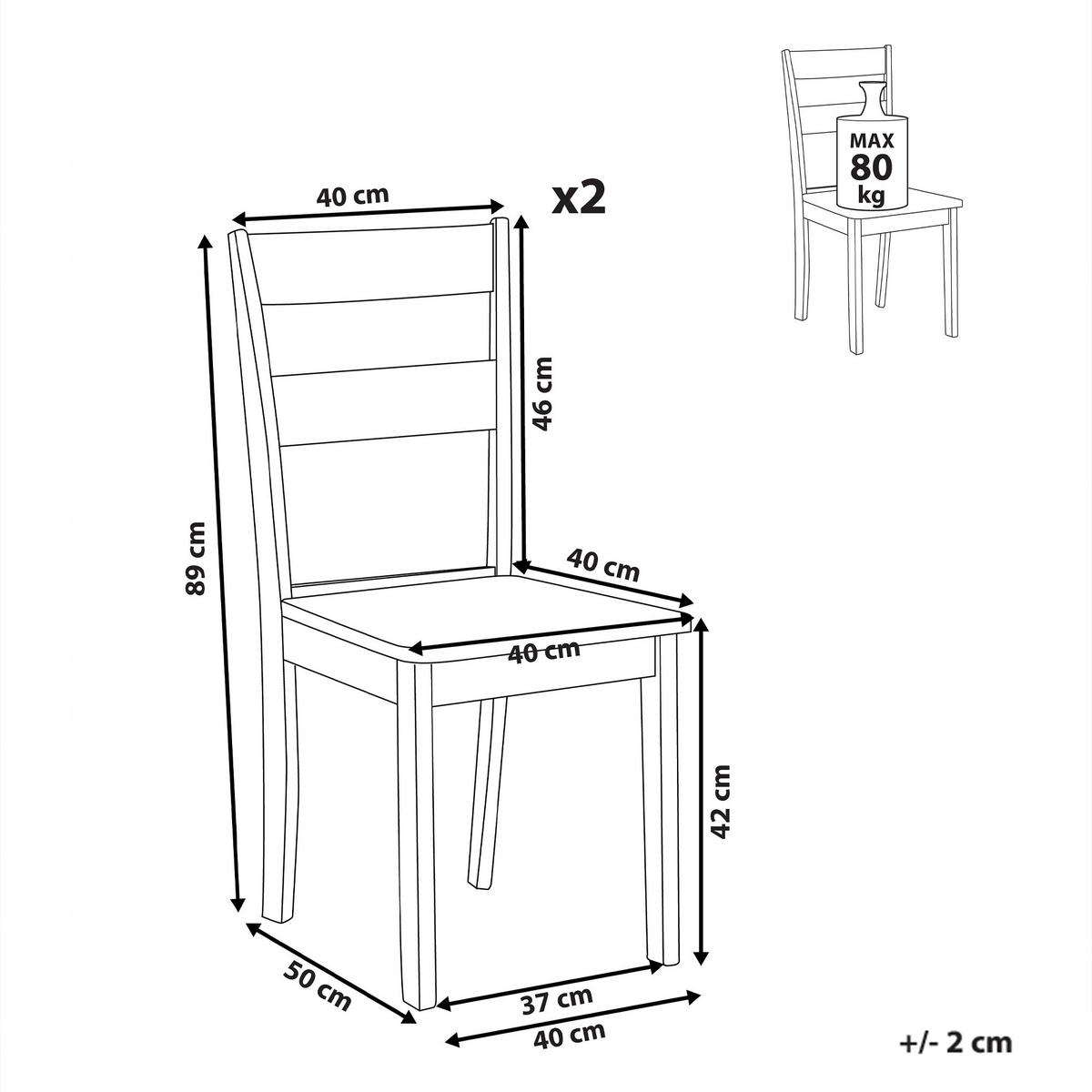 ESSZIMMERSTUHL 2er Set Holz Braun Georgia - Braun, Holz (40/89/50cm) - Beliani