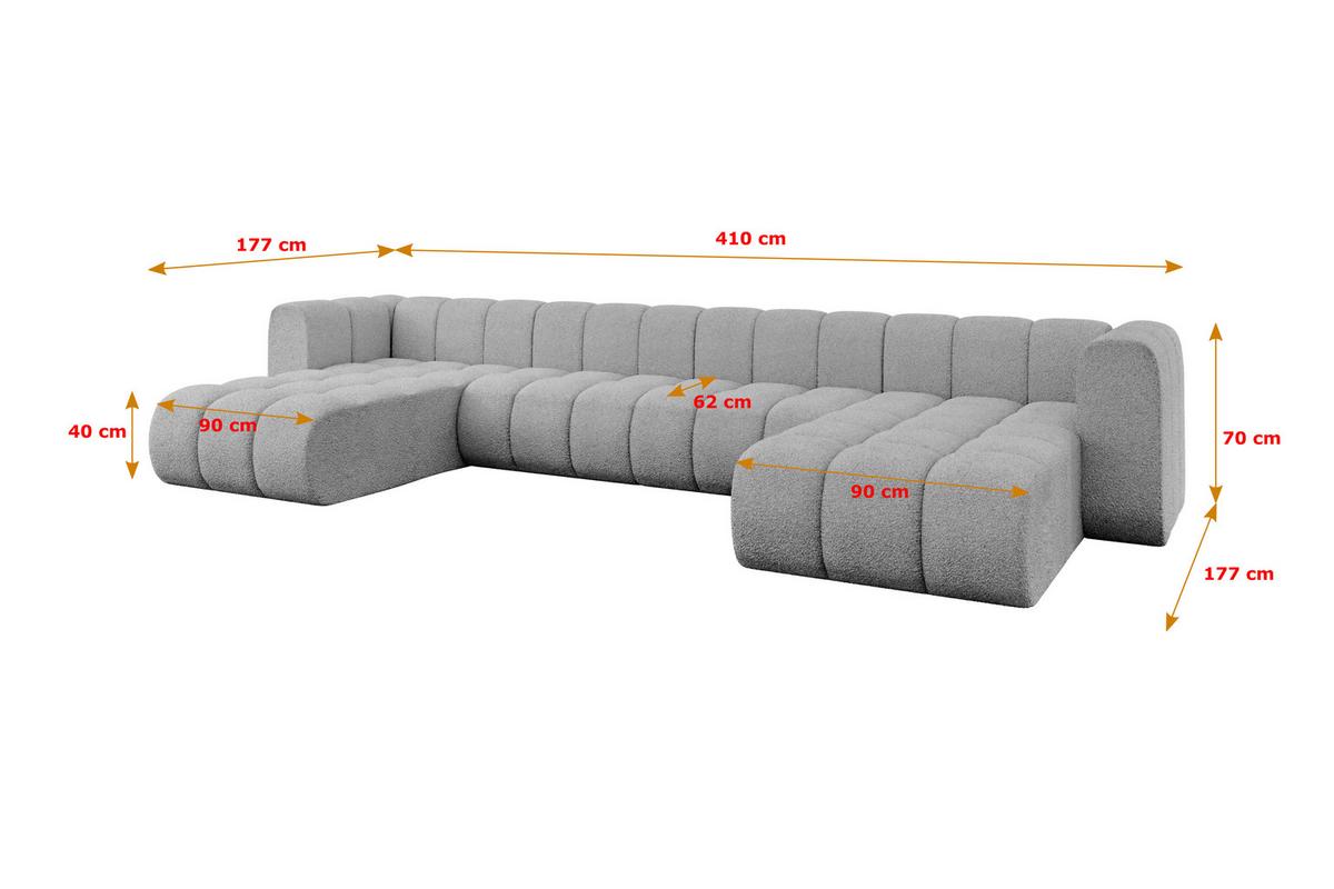 WOHNLANDSCHAFT modulares Sofa Joren-U2 - 410x177x70 cm Hellgrau - Hellgrau, Holzwerkstoff/Textil (410/70/177cm) - ALTDECOR