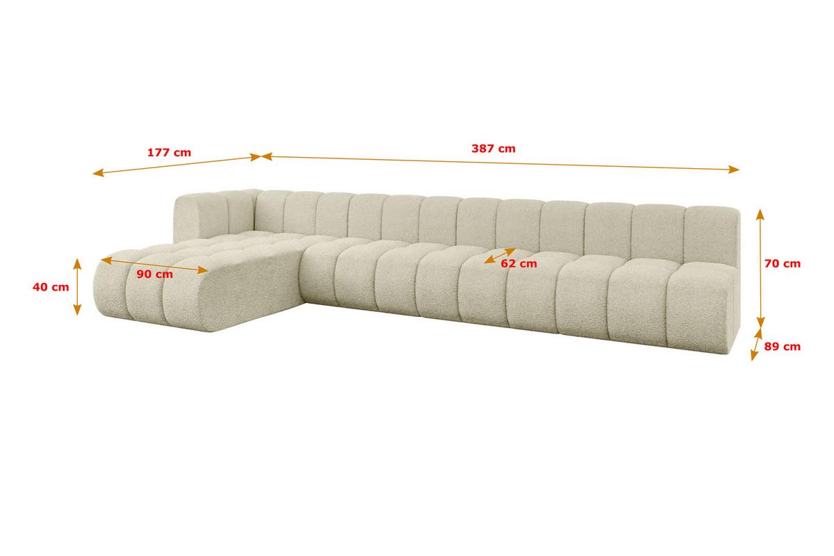 ECKSOFA modulares Sofa Darnel-L3 - 387x177x70 cm Beige - Beige, Holzwerkstoff/Textil (387/177cm) - ALTDECOR
