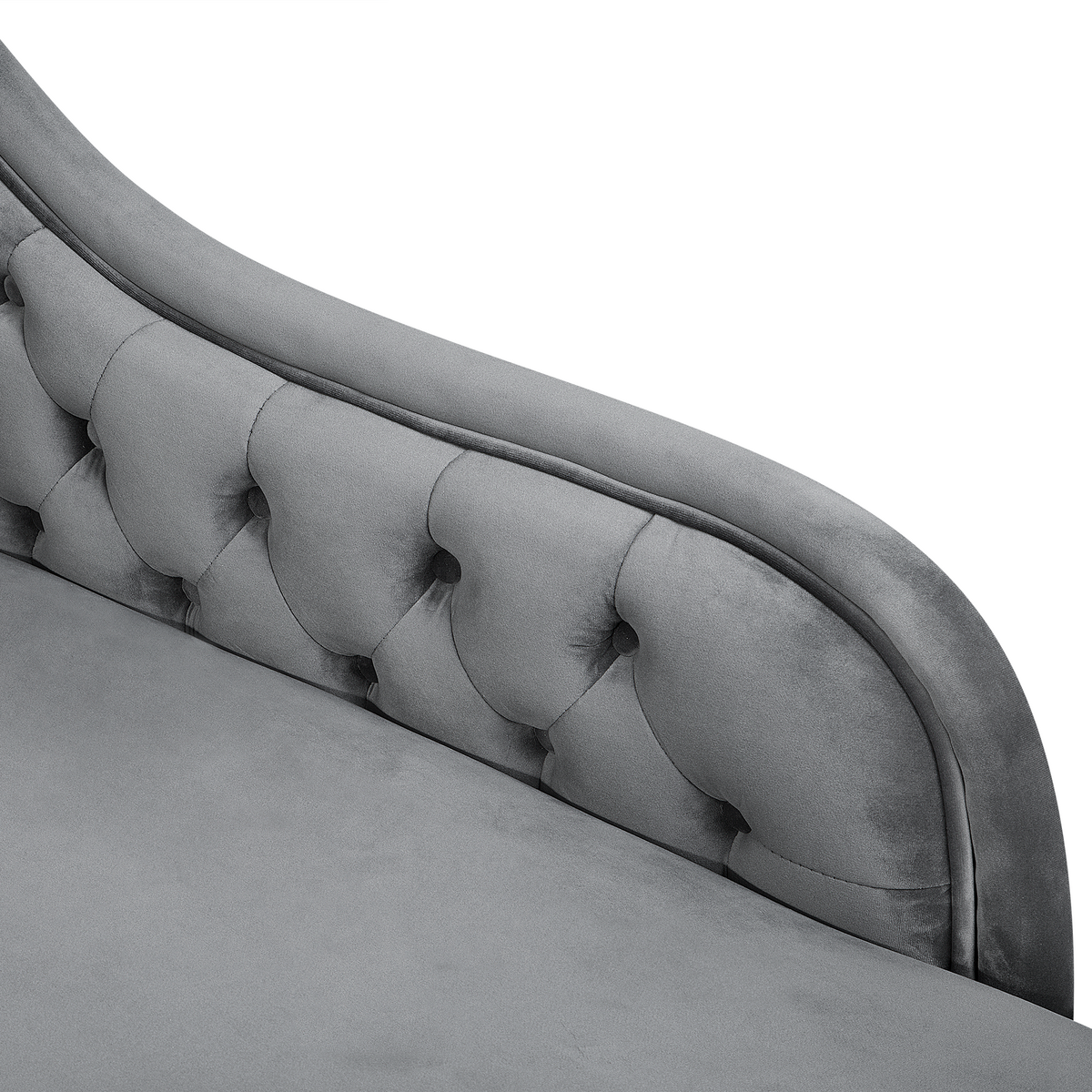 CHAISELONGUE Samtstoff grau linksseitig Nimes - Schwarz/Grau, Textil (170/79/61cm) - Beliani