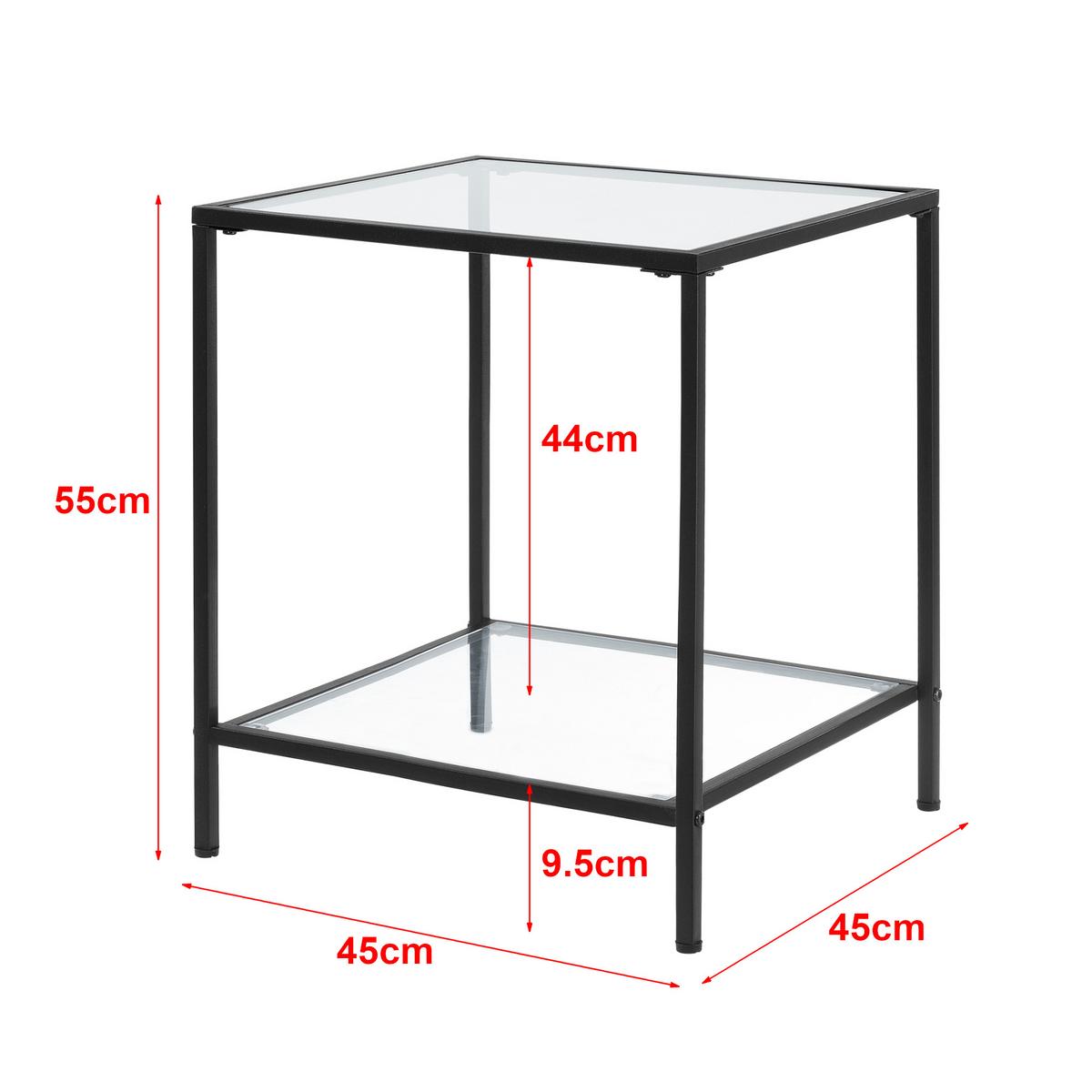 BEISTELLTISCH Norrtälje - Transparent, Glas (45/45/55cm) - [en.casa]