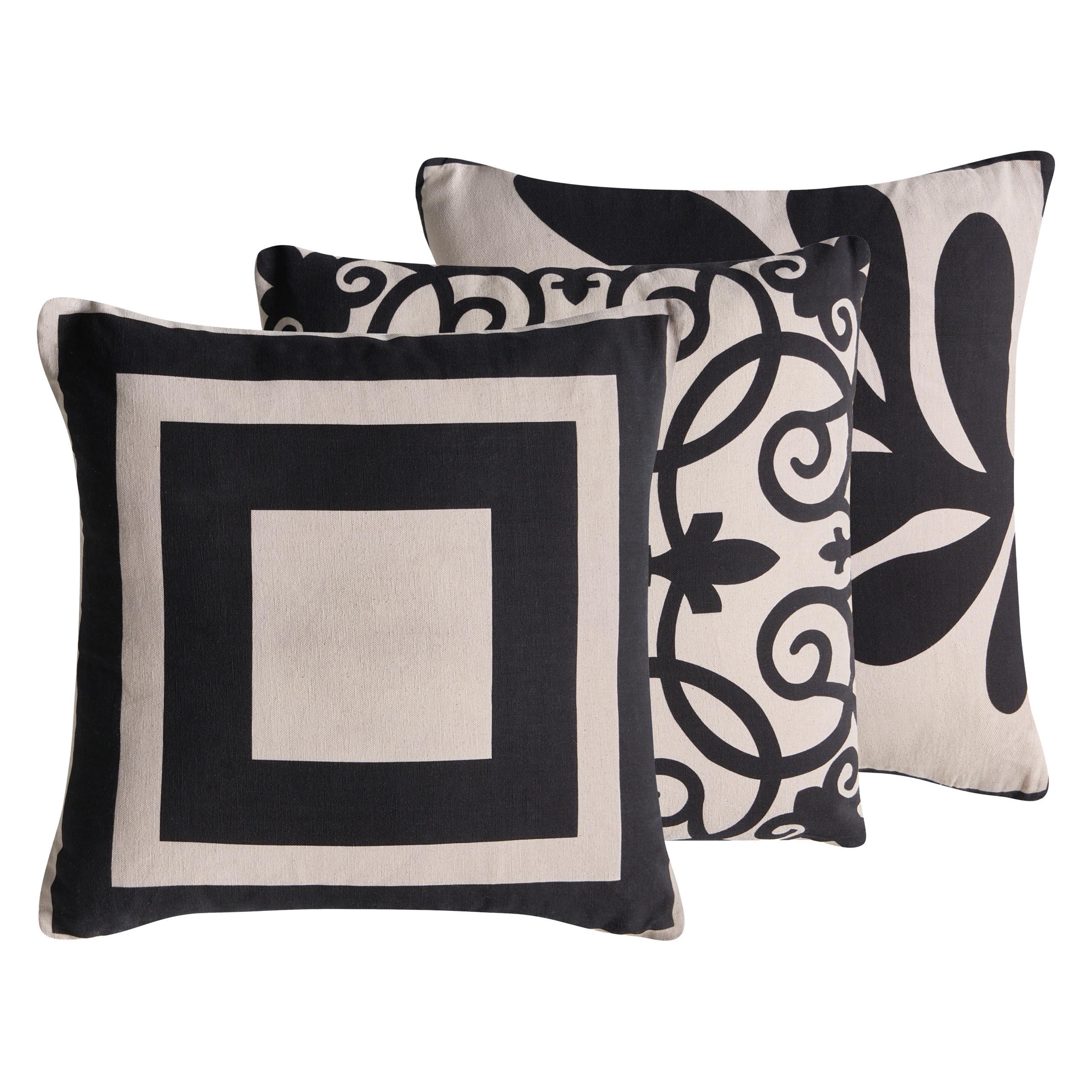 DEKOKISSEN 3er-Set Beige 45/45 cm Merbau - Beige, Textil (45/45cm) - Beliani