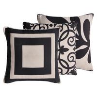 DEKOKISSEN 3er-Set Beige 45/45 cm Merbau - Beige, Textil (45/45cm) - Beliani