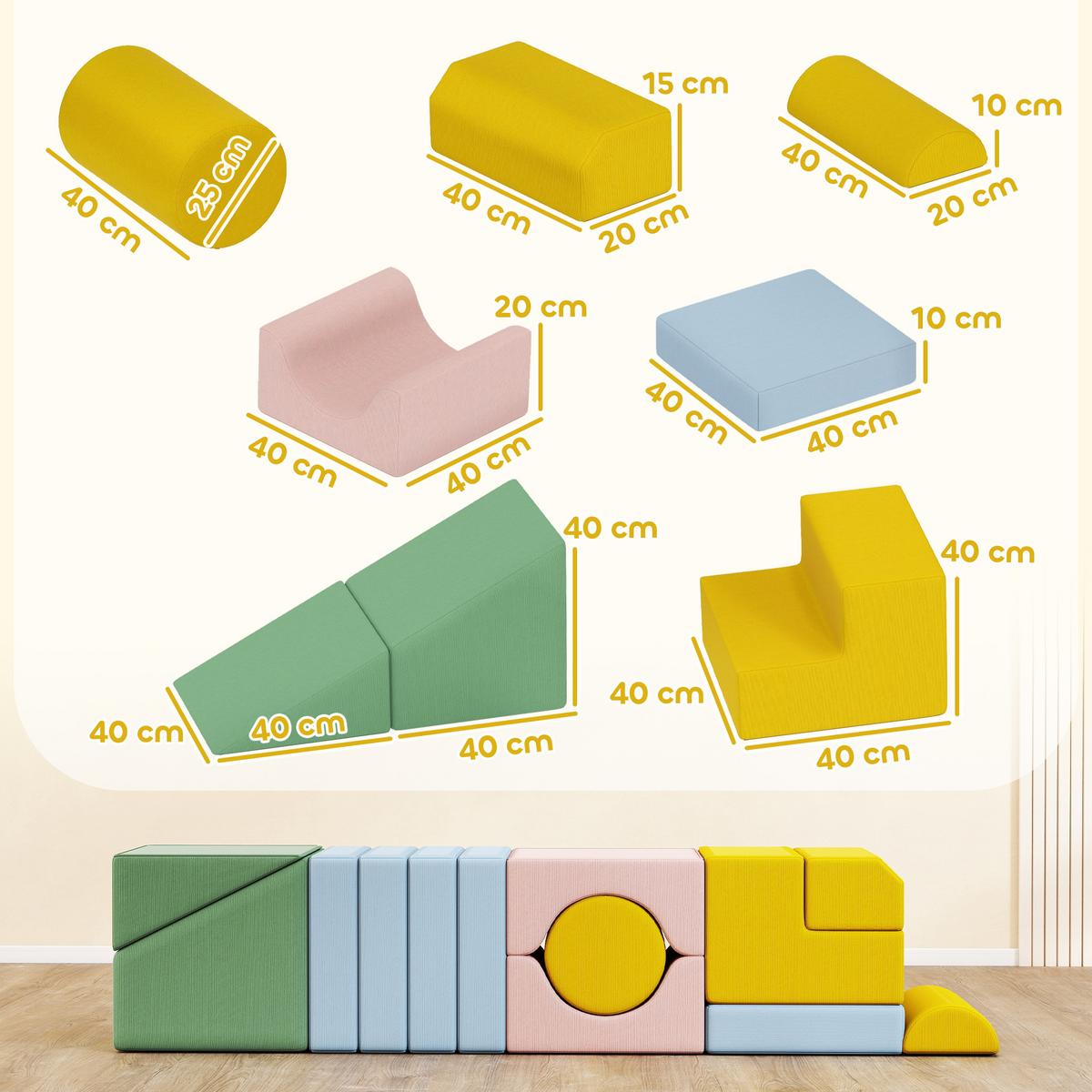 SCHAUMSTOFF Bausteine 12-tlg. Kinder Bausteinset mit Cord-Optik Bunt - Multicolor, Textil (40/160cm) - AIYAPLAY