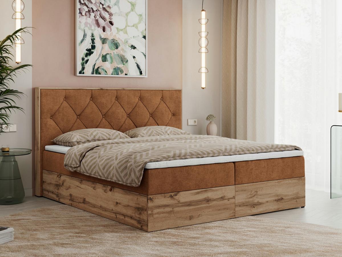 BOXBETT VENETO 200/200 Orange Struktur - H3 - Orange, Holz/Textil (200/200cm) - MKS