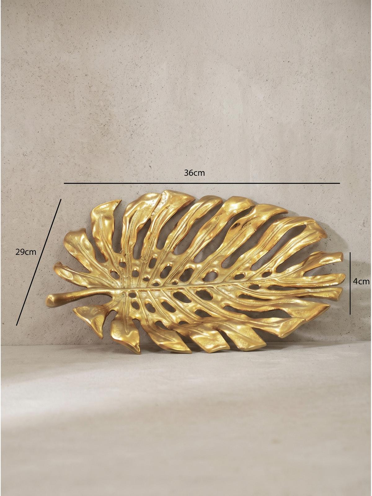 DEKOSCHALE MILNA, Aluminium, handgefertigt, Gold, 36 x 29 x 4 cm - Goldfarben, Metall (4cm) - KADIMA DESIGN