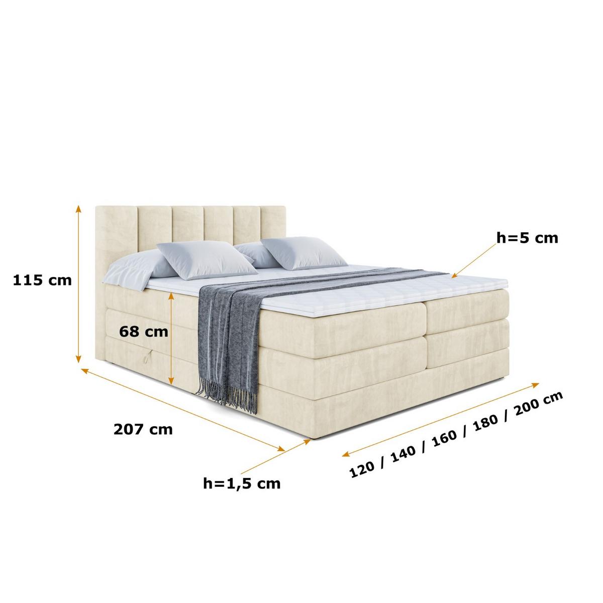 BOXSPRINGBETT BOXI1 KING - 140x200 - H3/H4 - Beige - Beige, Holzwerkstoff (140/200cm) - ALTDECOR