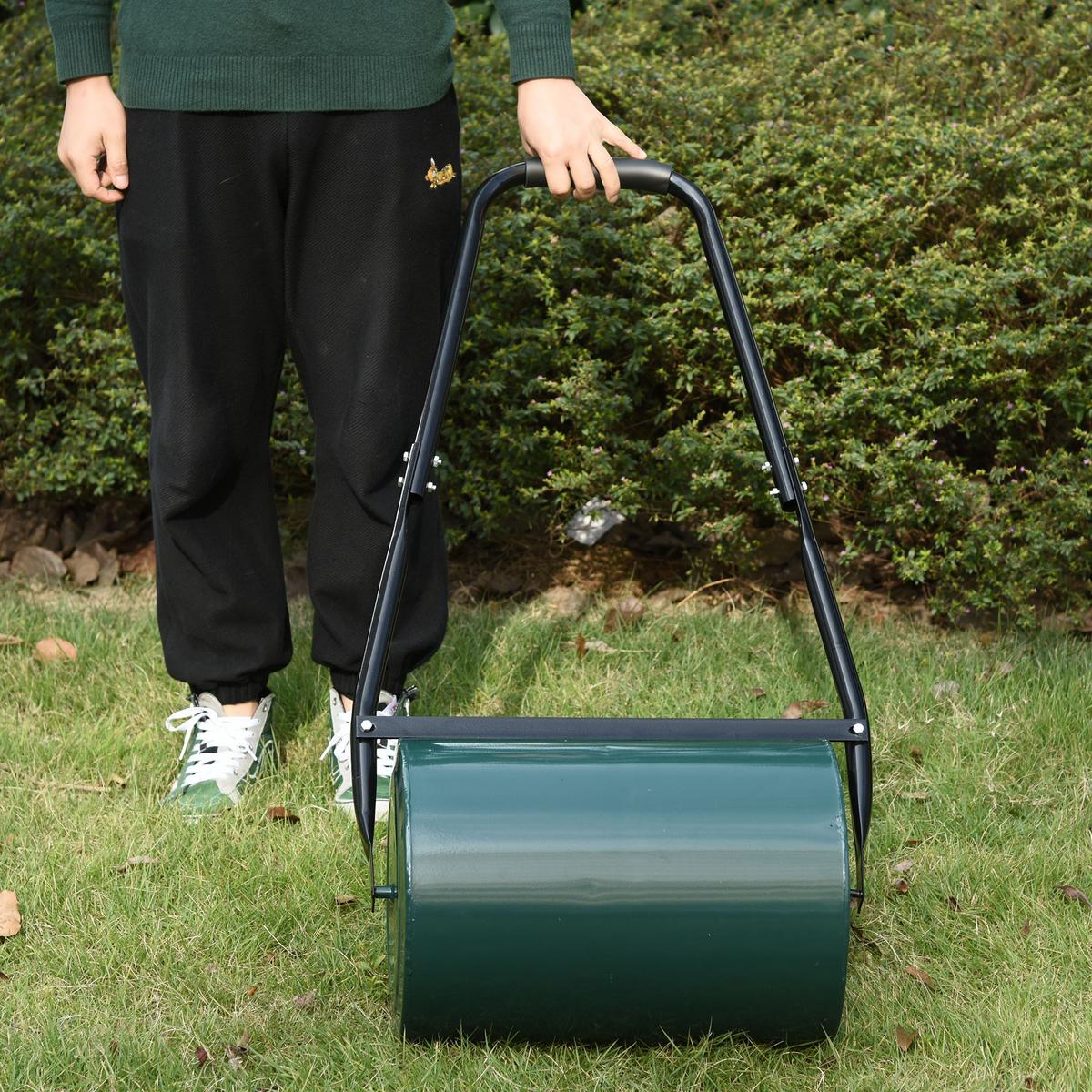 RASENWALZE, Gartenrolle, Gartenwalze mit U-Griff, 30 cm Arbeitsbreit, Metall, Grün - Dunkelgrün, Metall (50/30/102cm) - Outsunny