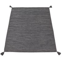 BAUMWOLLTEPPICH handgewebt mit Fransen, einfarbig, Grau, 160 x 220 cm - Grau, Textil (220/160cm) - KADIMA DESIGN