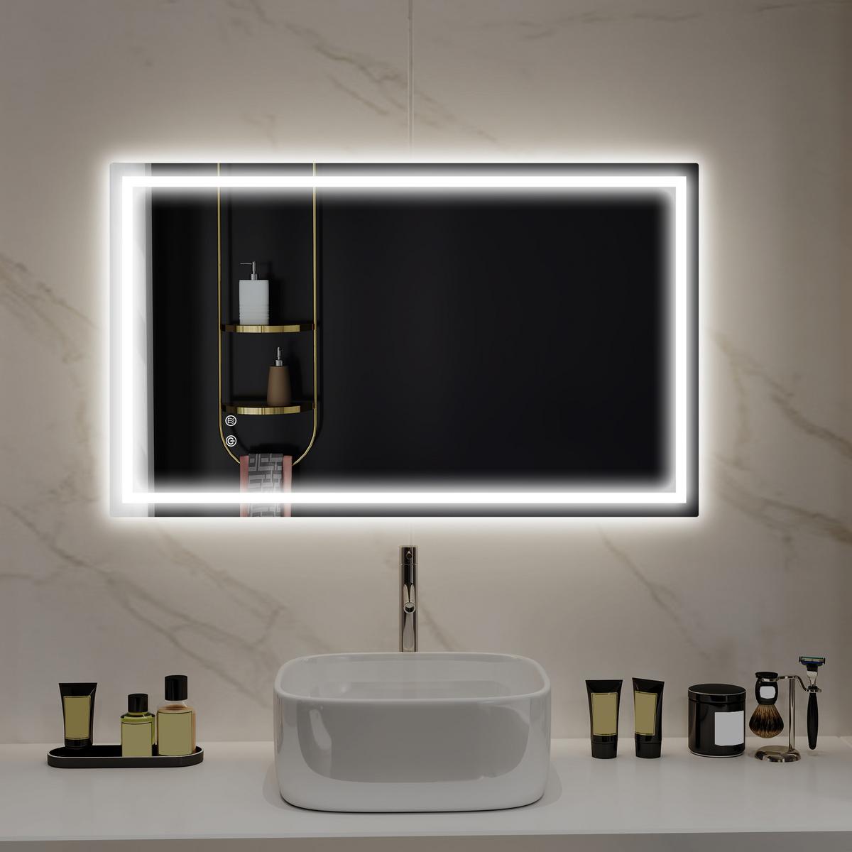 BADSPIEGEL Glas Metall Silber - Transparent, Metall (60/3/100cm) - HOMCOM