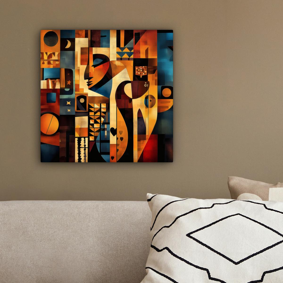 LEINWANDBILD Figuren - Abstrakt - Symbole Deko Wohnzimmer 20x20 cm - Terracotta, Textil (20/20cm) - MuchoWow
