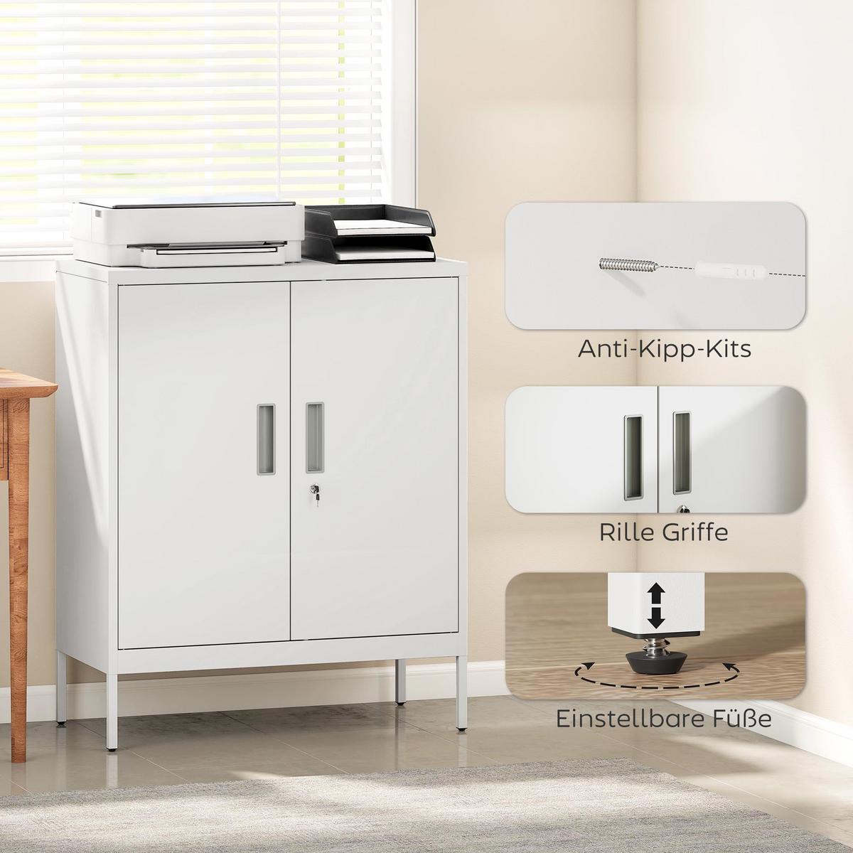 AKTENSCHRANK Stahl Weiß - Weiß, Metall (40/100/80cm) - HOMCOM