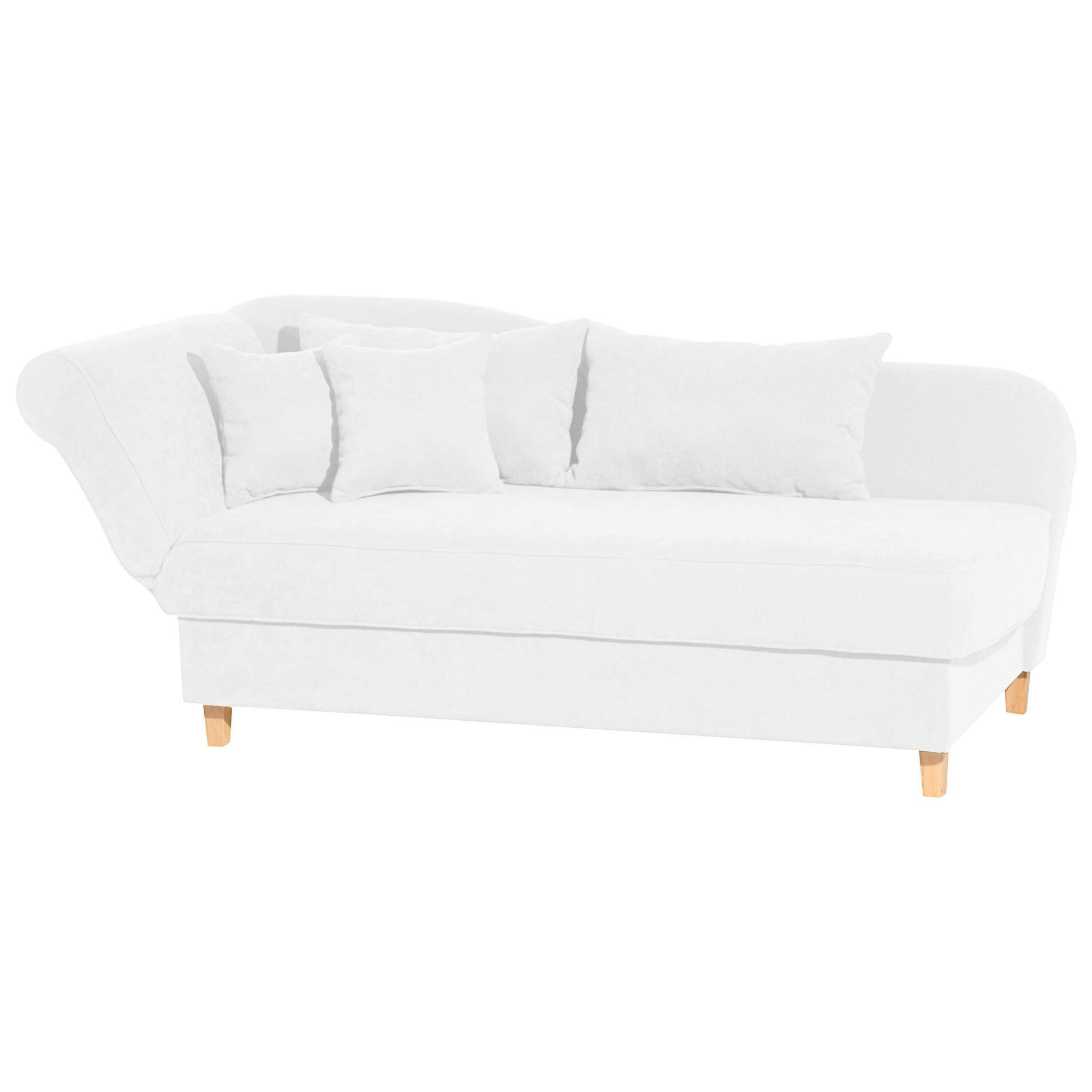 RECAMIERE mit Armteil links klappbar Katia Bezug Veloursstoff Buche natur / creme - Weiß, Kunststoff (190/82/88cm) - 58aufmkessel