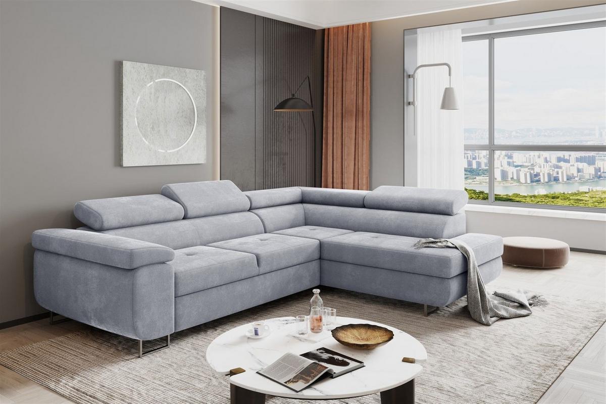 ECKSOFA Jade Mit Schlaffunktion - Hellgrau, Holzwerkstoff/Textil (275/202cm) - Fun Möbel