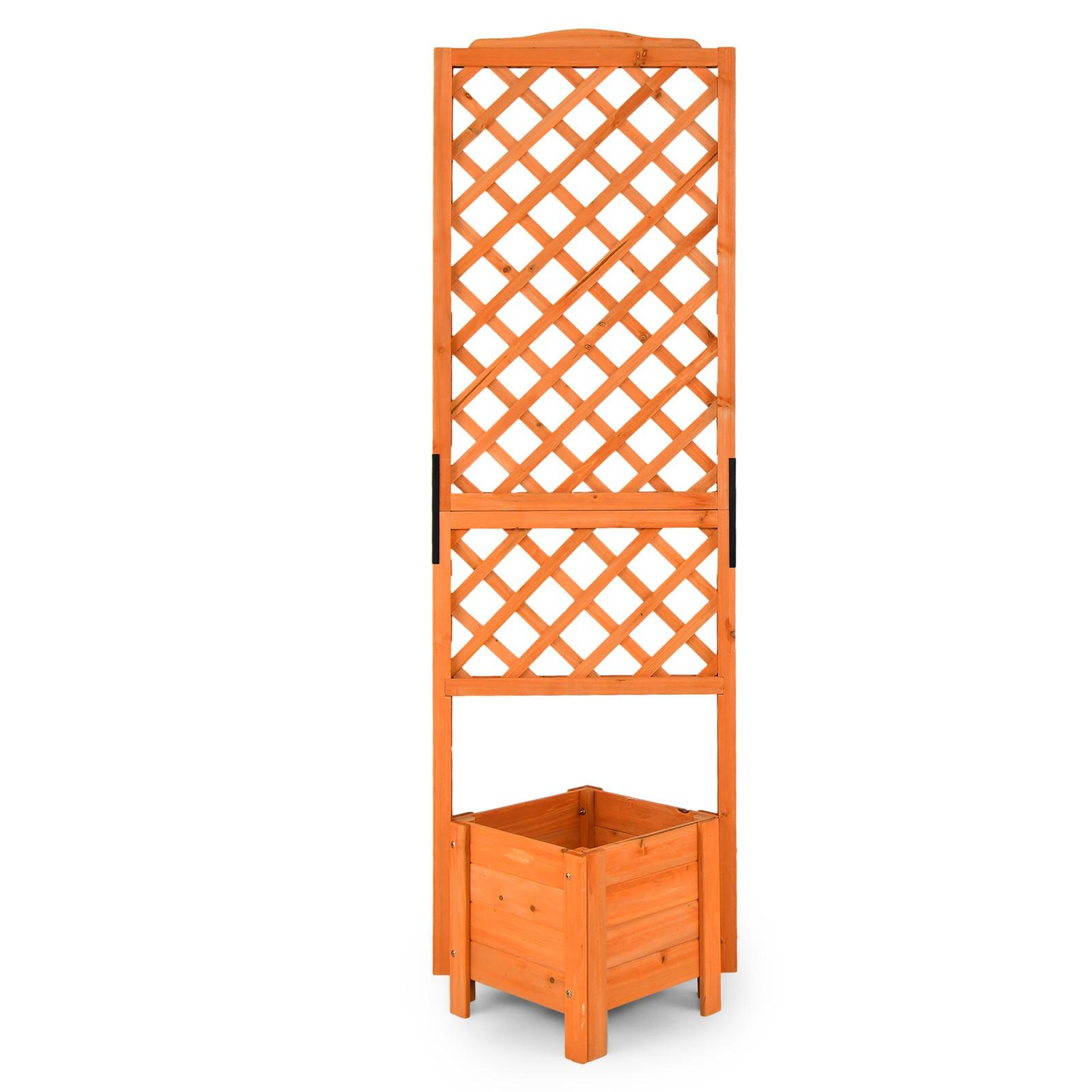 BLUMENKASTEN mit Rankgitter Orange - Orange, Holz (55/180/52cm) - COSTWAY
