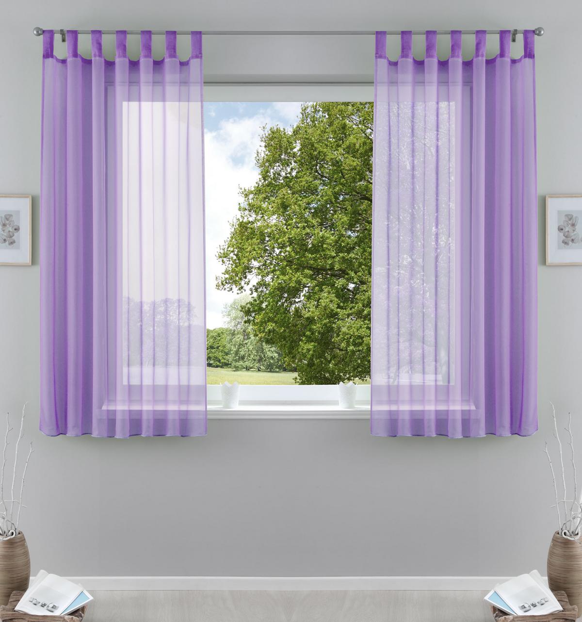 SCHLAUFENGARDINEN Voile 2er Set 175x140 cm Flieder - Flieder, Textil (140/175cm) - Gardinenbox.eu