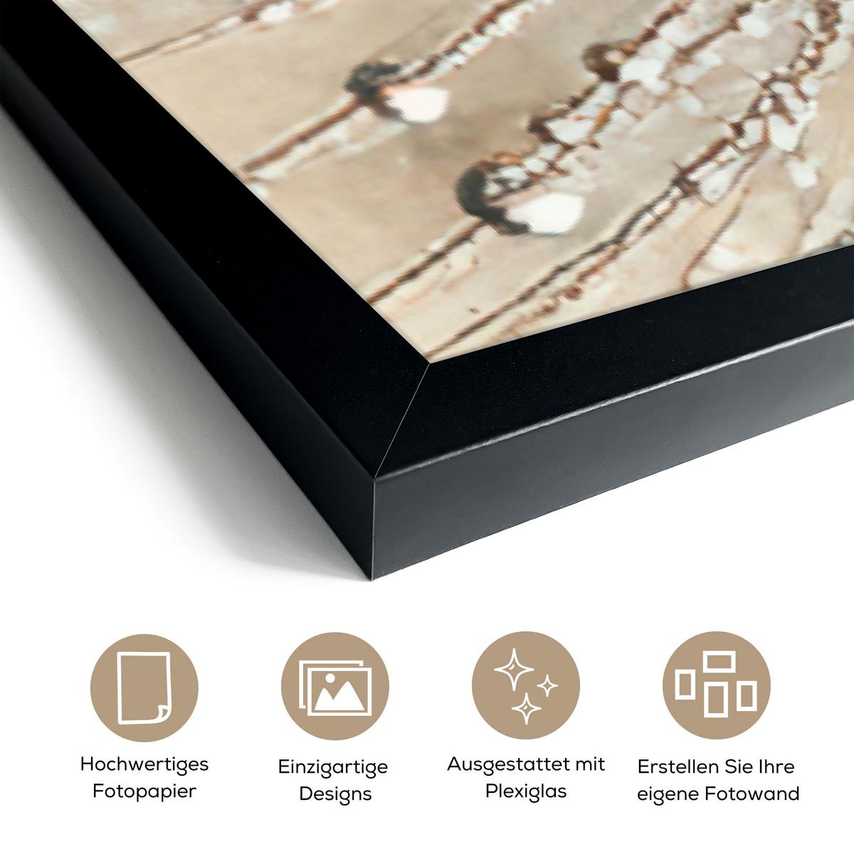 POSTER MIT RAHMENGERAHMTES BILD Löwenzahn - Abstrakt - Natur - Beige Bilderleiste 80x120 cm - Braun, Papier (80/120cm) - MuchoWow