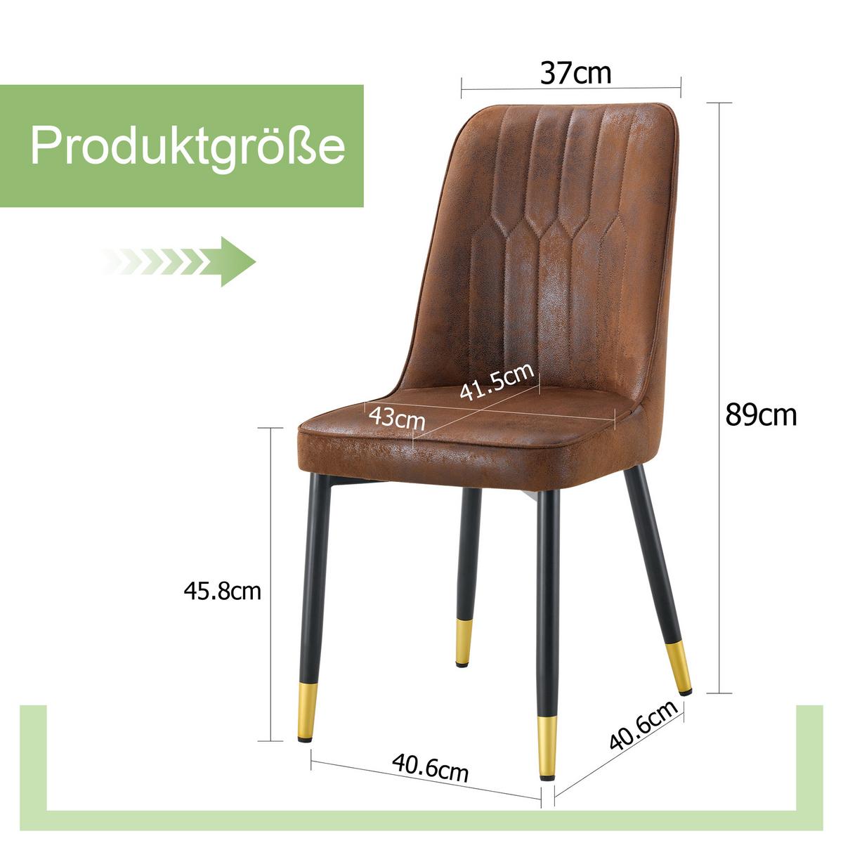 ESSZIMMERSTUHL 2er set stoff tech gepolstert metallbeine - Braun, Textil (43/89/41.5cm) - Urban Meuble