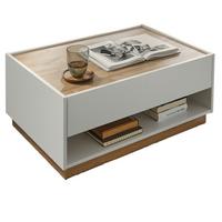 COUCHTISCH weiß, Eiche Wotan 90 x 60 cm, Wohnzimmertisch mit Stauraum - Eiche Wotan/Weiß, Holz/Holzwerkstoff (90/60/38cm) - Furn.Design