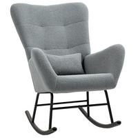 SCHAUKELSTUHL, Schaukelsessel mit Teddystoff-Optik, Armlehne, Seitentasche Grau - Schwarz/Grau, Textil/Metall (71/97/91cm) - HOMCOM