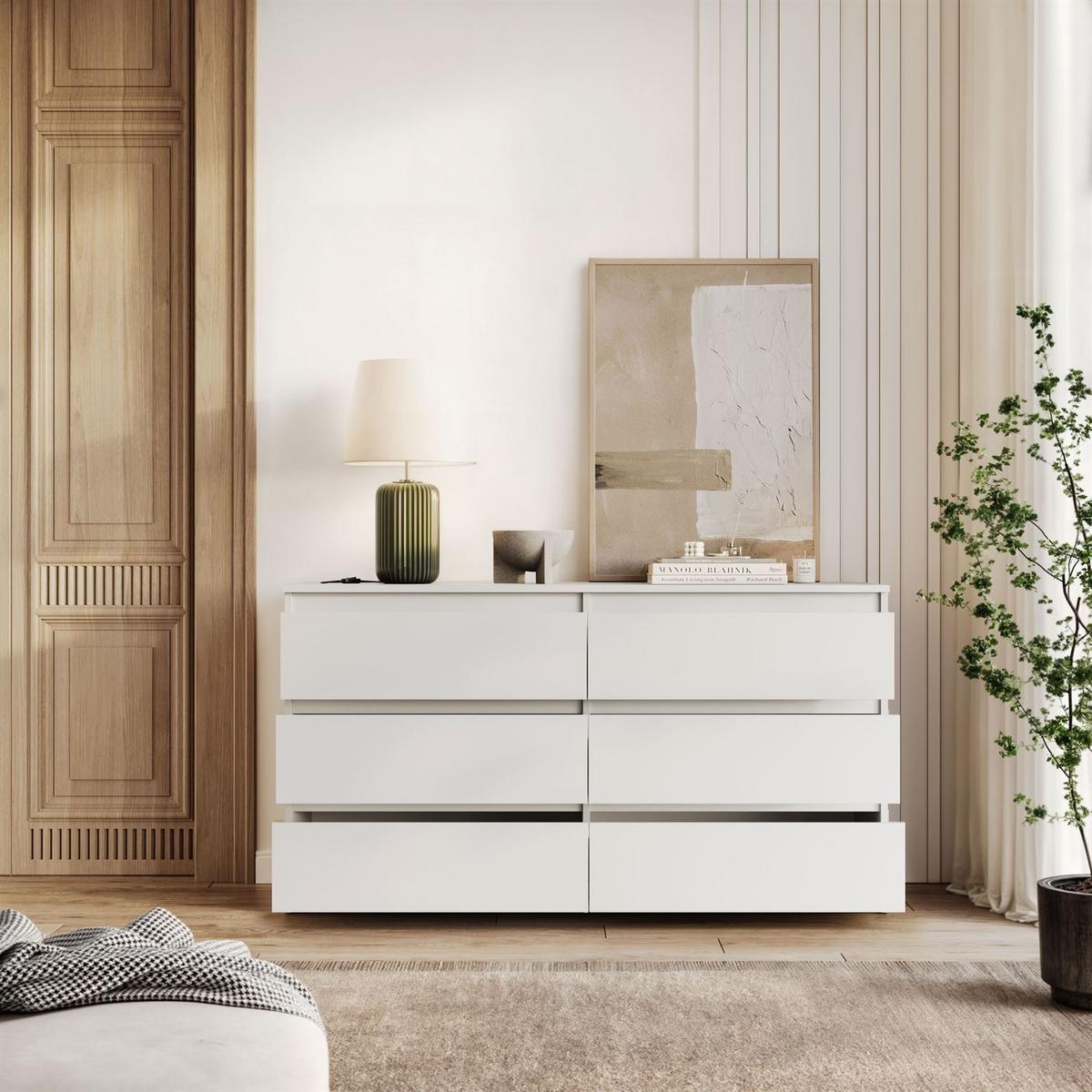 SIDEBOARD HANA M6 Weiß 140cm - Weiß, Holzwerkstoff (140/74.4/40cm) - Lookway