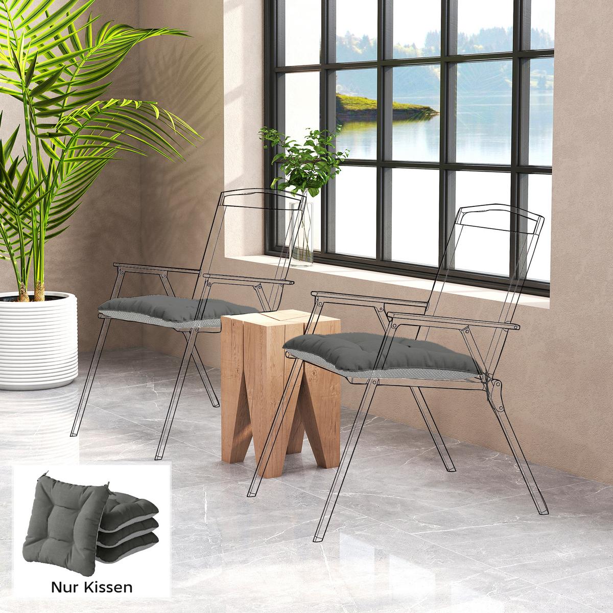OUTDOOR-SITZKISSEN 4ER-SET aus Polyester Dunkelgrau - Dunkelgrau, Textil (39.5/39.5/10cm) - Outsunny