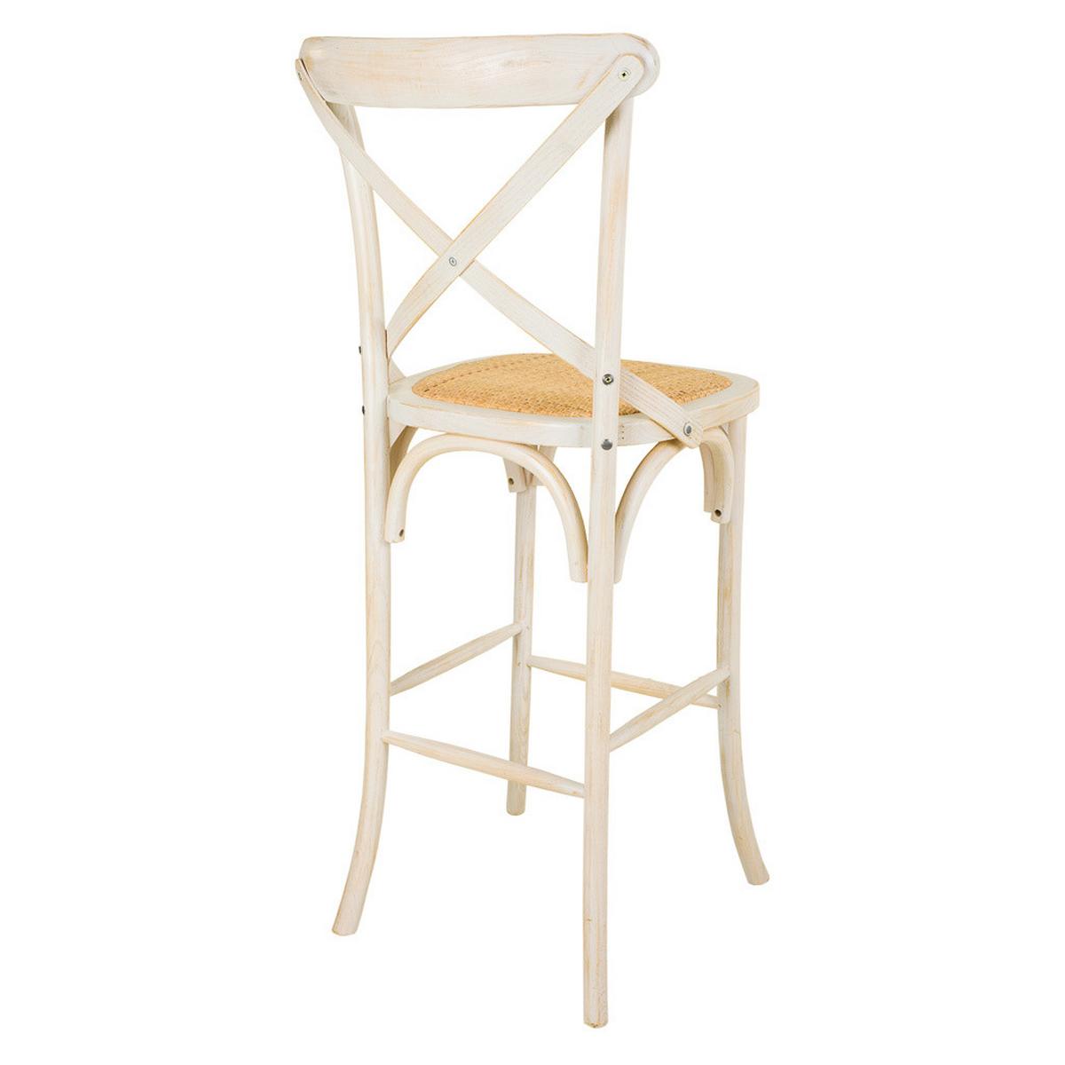 HOCKER aus Holz und Rattan, weiß, 45x53x75cm - Weiß, Holz (45/116/53cm) - Wanderlust
