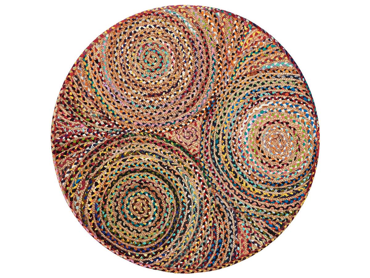 TEPPICH geflochten Yenice 140/140 cm - Multicolor, Textil (140/140cm) - Beliani