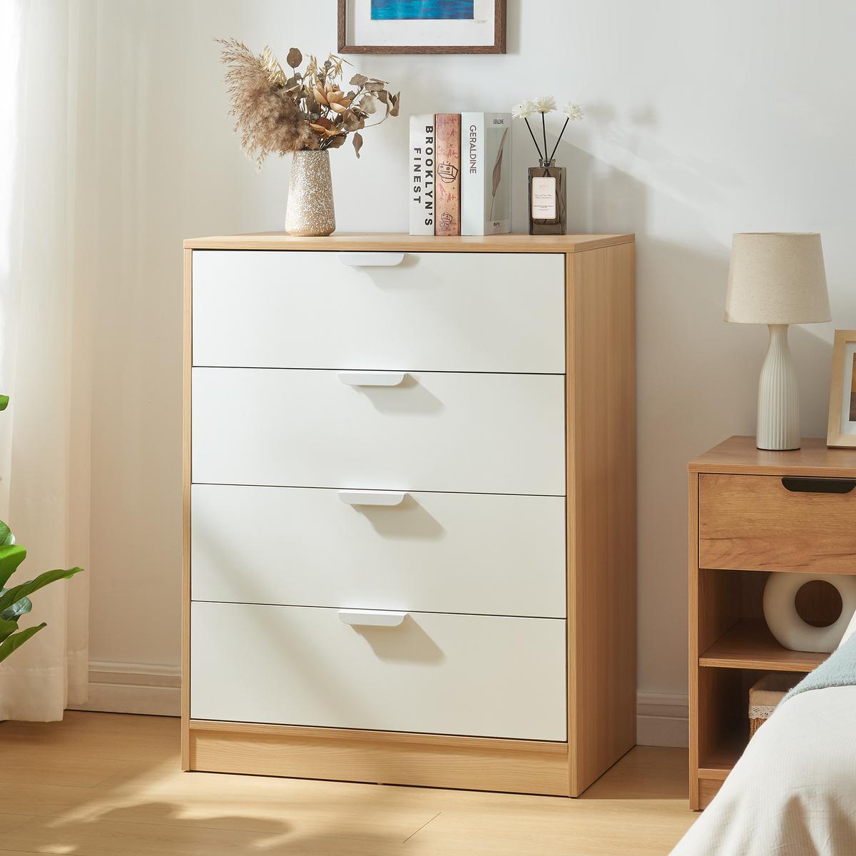 KOMMODE Varkaus - Eichefarben/Weiß, Holzwerkstoff (70/90/40cm) - [en.casa]