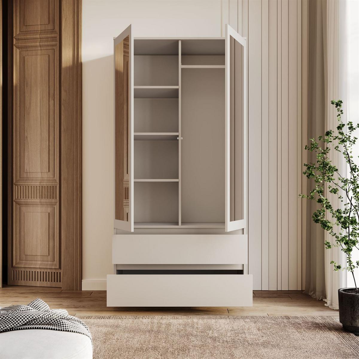 SCHRANK HANA SS-90 mit Spiegel Kaschmir - Kaschmir, Holzwerkstoff (90/180/50cm) - Lookway