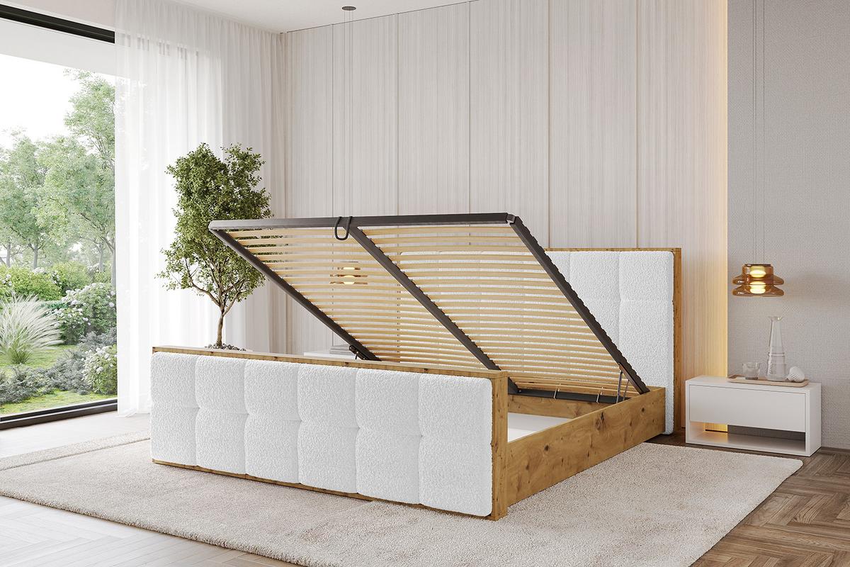 POLSTERBETT mit Bettkasten, Fußteil und Lattenrost, Boxbett ohne Matratze - ENZO7-Z 180x200 - Weiß, Holzwerkstoff/Textil (180/200cm) - ALTDECOR