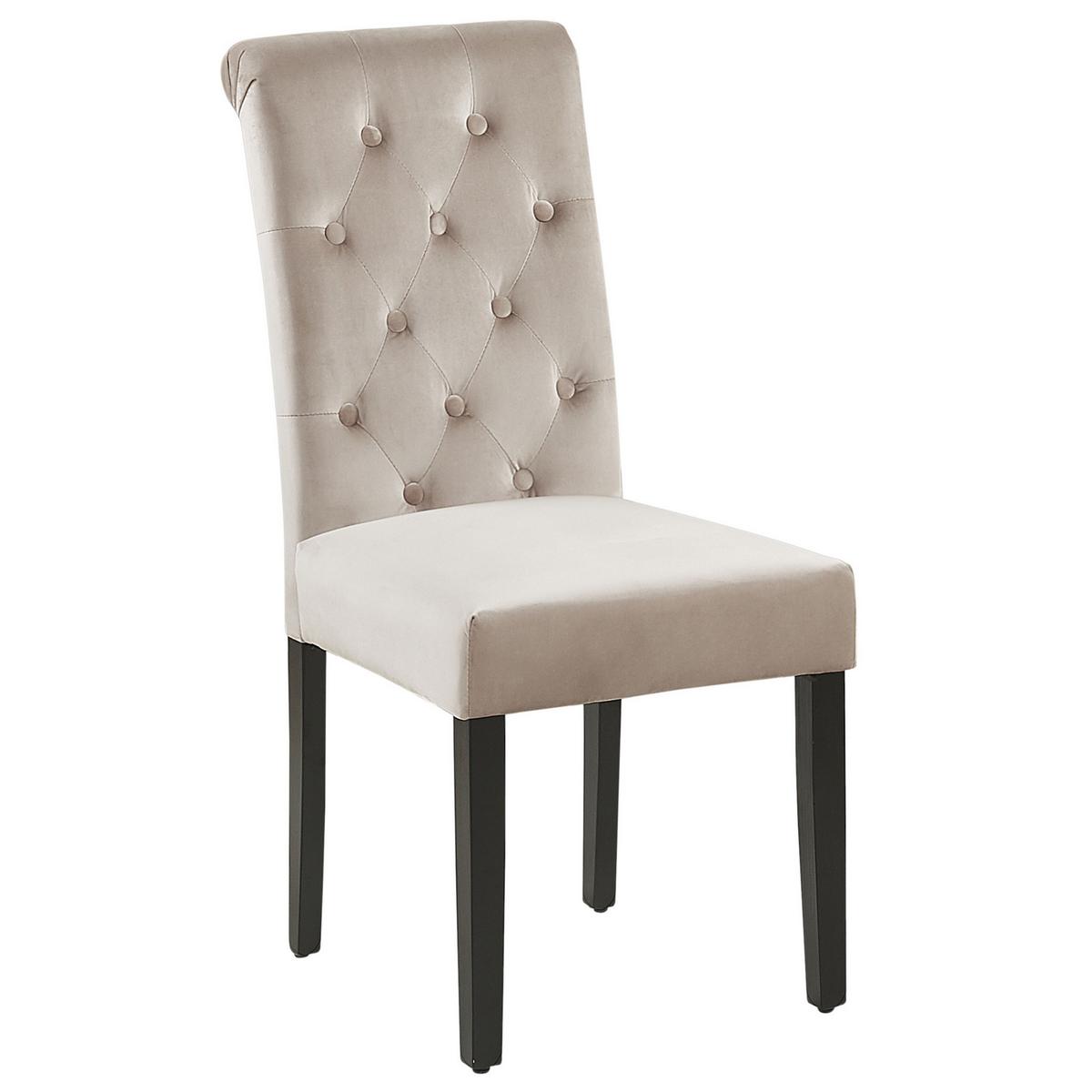 ESSZIMMERSTUHL 2er-Set Samtstoff Grau Velva - Grau, Holz/Textil (46/98/48cm) - Beliani