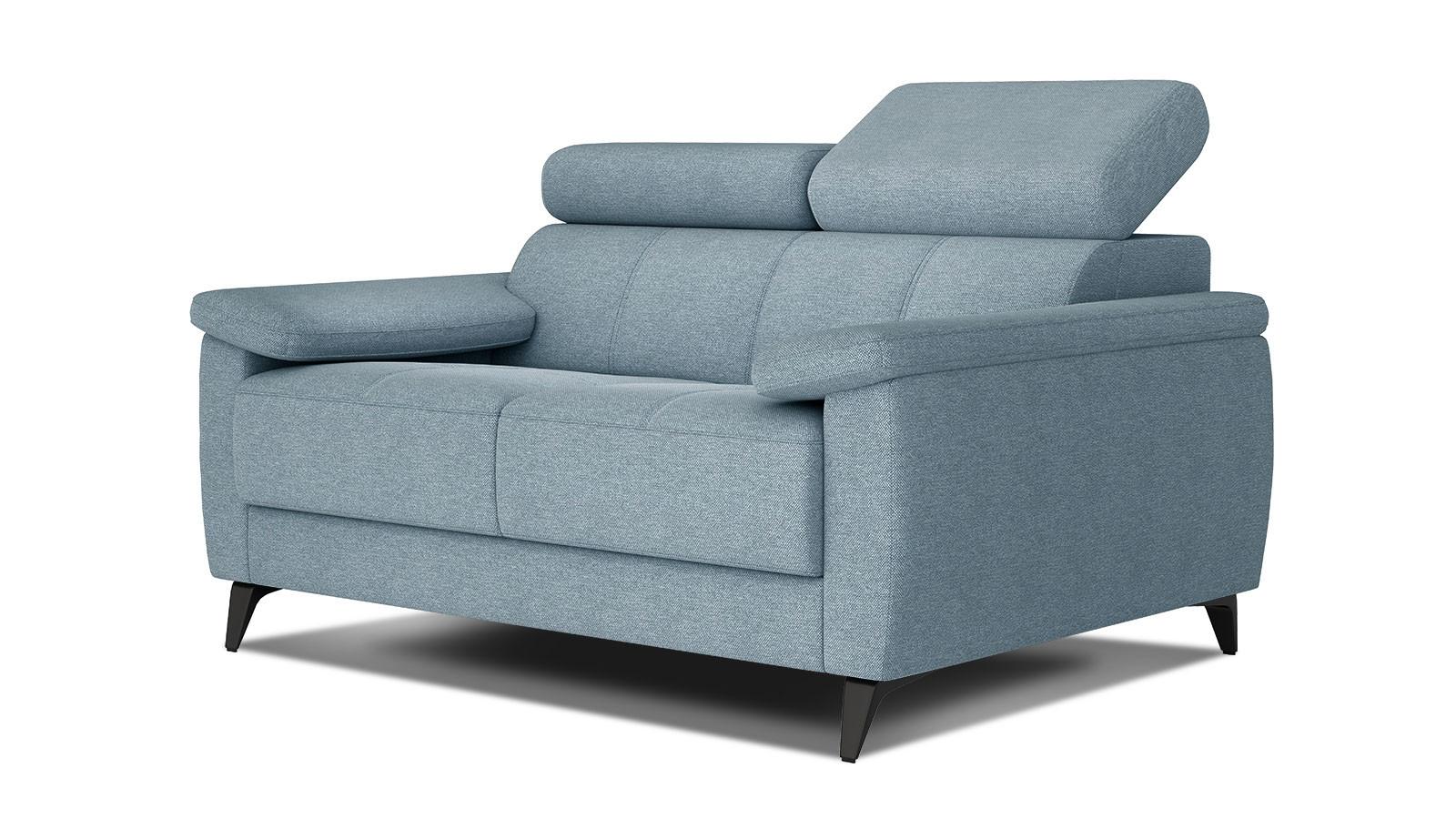 SOFA TAUNUS 2-Sitzer, hellblau - Schwarz/Hellblau, Holzwerkstoff/Textil (141/80/102cm) - Wozimo