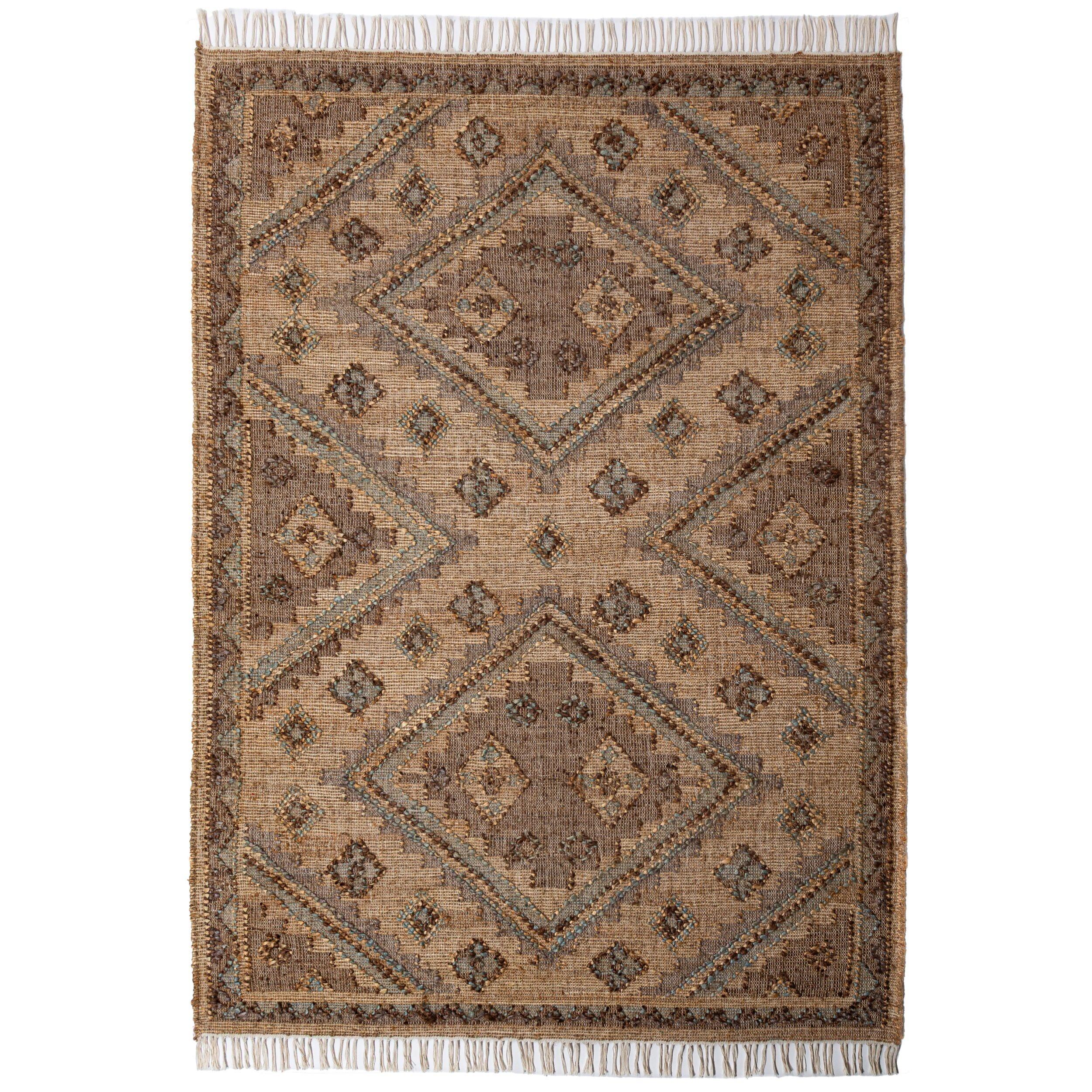 TEPPICH aus Jute handgewebt mit Fransen BERMEO in Natur, im Vintage-Stil, 160 x 230 cm - Beige, Textil (230/160cm) - KADIMA DESIGN