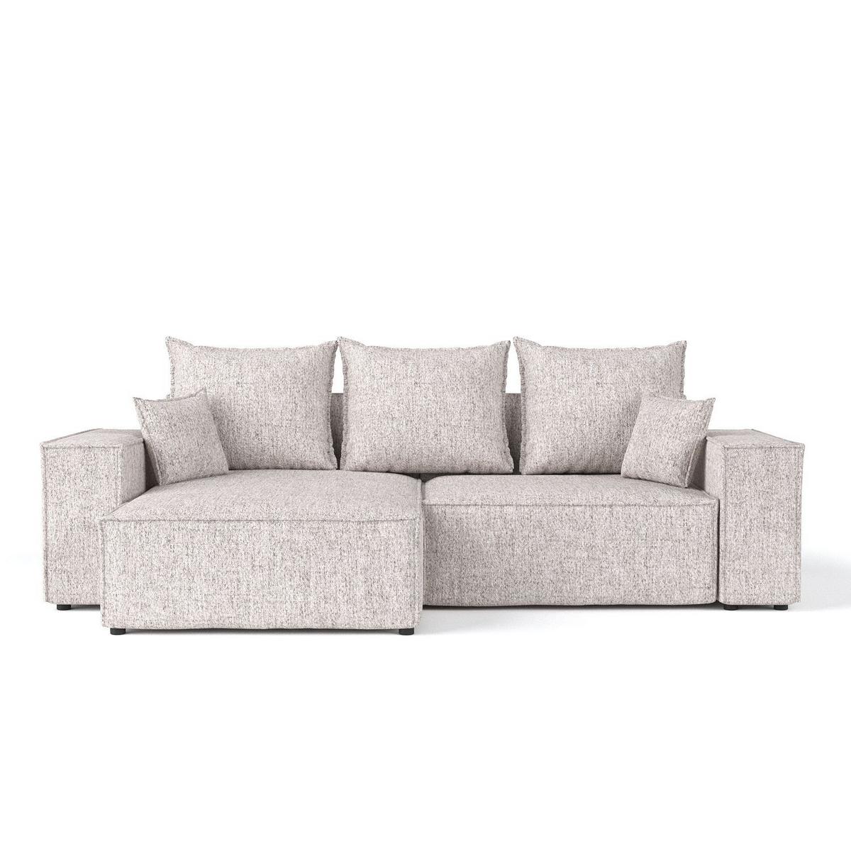 ECKSOFA SENSO mit Schlaffunktion Beige im Neve Stoff - Beige/Schwarz, Holz/Holzwerkstoff (255/148cm) - AltaBeds