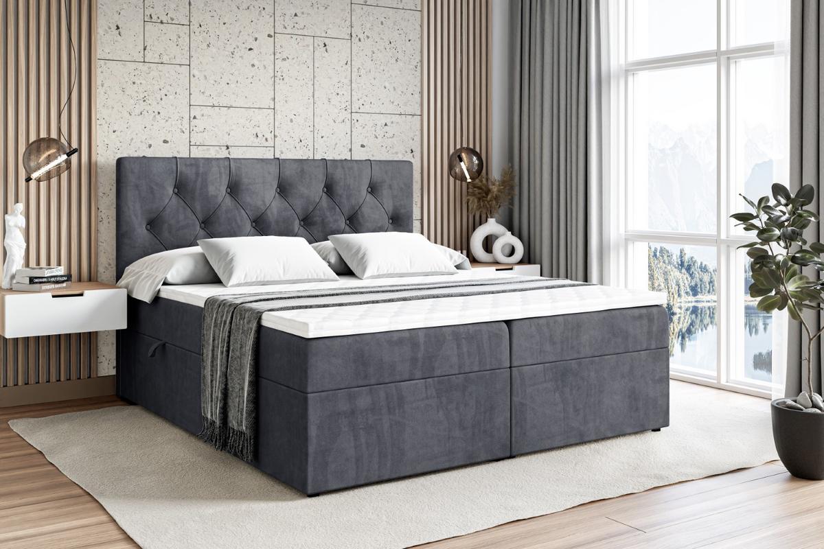 BOXBETT mit Matratze H4 und Lattenrost - MIRAGE - 140x200 - H4 - Dunkelgrau - Dunkelgrau, Holzwerkstoff (140/200cm) - ALTDECOR