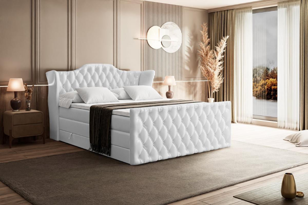 BOXSPRINGBETT VILA-Z KING - 140x200 - H3/H4 - Weiß Hochglanz - Weiß Hochglanz, Holzwerkstoff (140/200cm) - ALTDECOR
