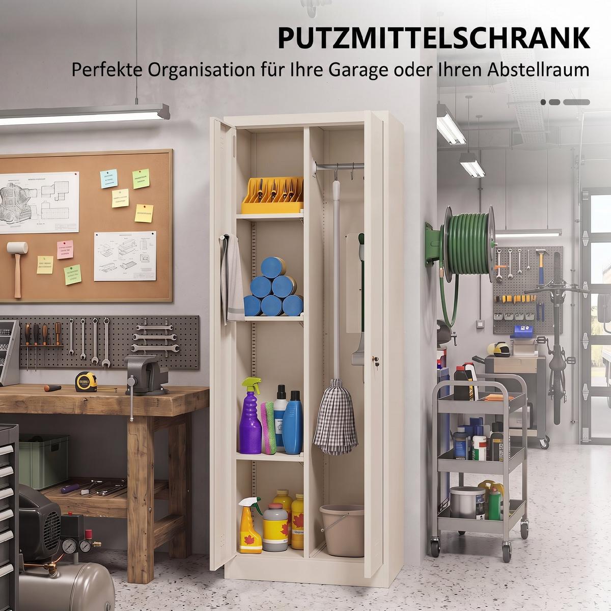 WERKZEUGSCHRANK Stahl Cremeweiß - Creme, Metall (40/165/60cm) - HOMCOM