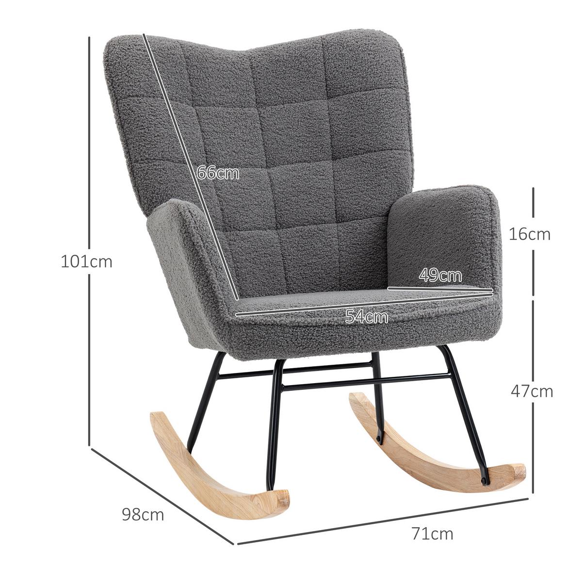 SCHAUKELSTUHL Sessel Relaxsessel bis 120 kg, Polyester, Grau 92x71x101cm - Dunkelgrau/Naturfarben, Buchenholz/Textil (98/101/71cm) - HOMCOM