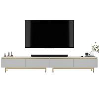 TV-LOWBOARD 2er-Set Selene Weiß matt 280 cm mit Metallrahmen - Goldfarben/Weiß, Holzwerkstoff/Metall (280/44/35cm) - Meble Lindner