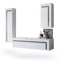 BADMÖBELSET Aloha Absetzungen in Grau Hochglanz - Grau, Holzwerkstoff (210/185/51cm) - Vladon