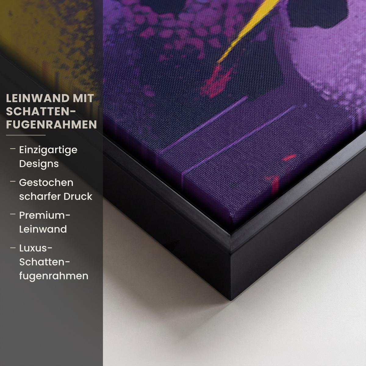 LEINWAND Bilder mit Rahmen - Abstrakt - Formen - Farbenfroh - 140x90 - Magenta, Textil (140/90cm) - MuchoWow
