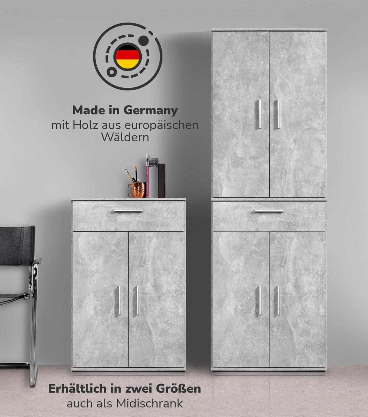 MEHRZWECKSCHRANK Der Praktische - Weiß/Grau, Holzwerkstoff (60/91/34cm) - Mokebo