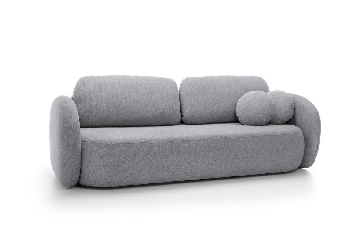 BETTSOFA AMICO Grau Geflochtener Stoff mit Schlaffunktion - Grau, Holz (238/86.5/101cm) - MASSENO