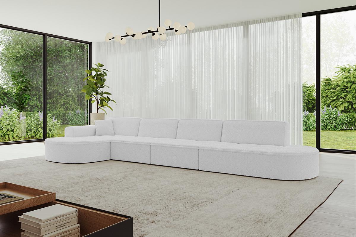 ECKSOFA Ottomane Links TARO-L3 - 413x171x79,5 cm Weiß - Weiß, Holzwerkstoff/Textil (413/171cm) - ALTDECOR