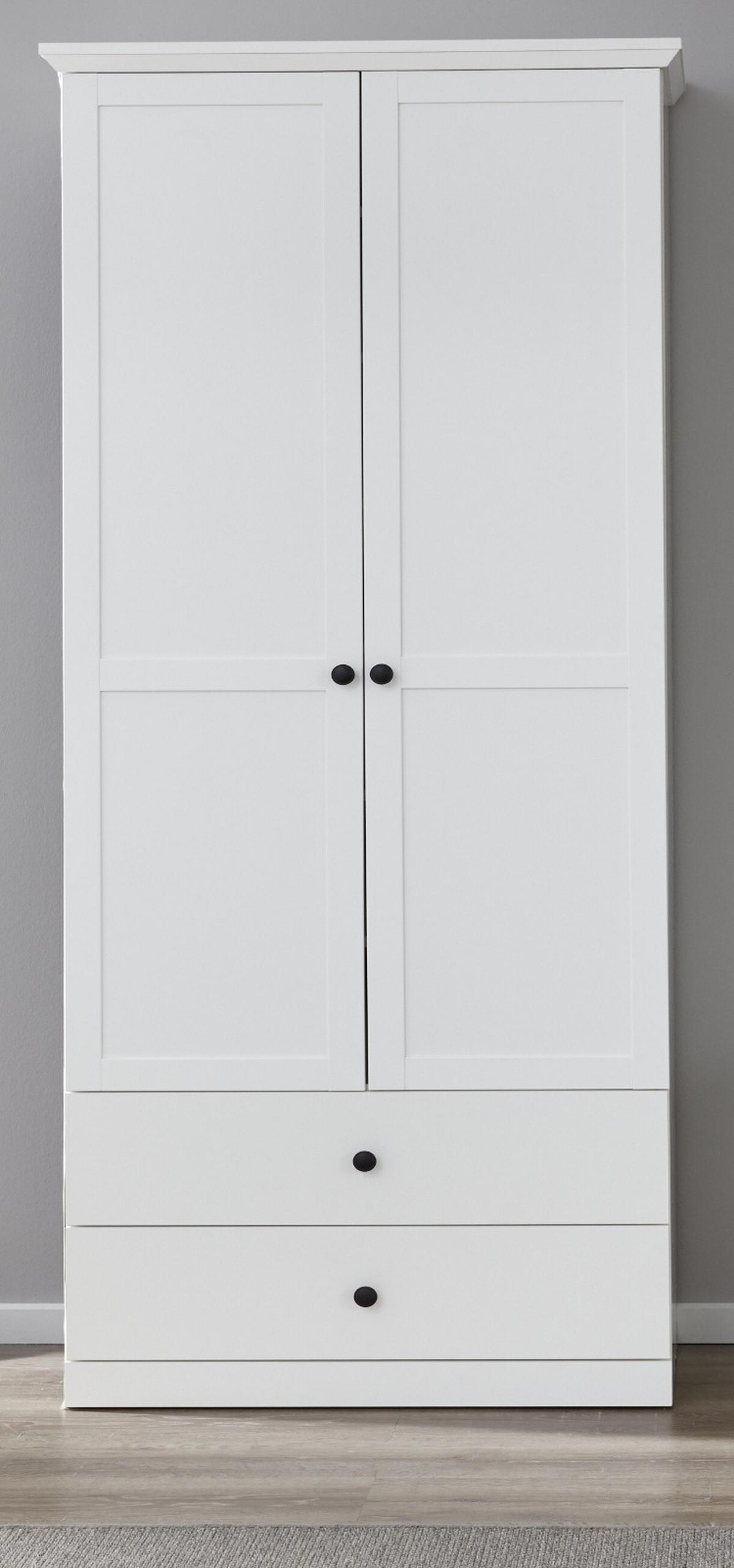 GARDEROBENSCHRANK weiß 81 x 196 cm, Flurgarderobe mit Kleiderstange - Silberfarben/Weiß, Holzwerkstoff/Metall (81/196/41cm) - Top.Furn