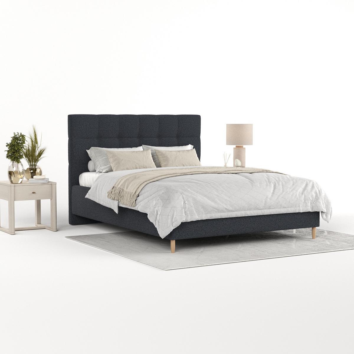 POLSTERBETT Cora 120/200 cm Anthrazit im Riva Stoff - Anthrazit/Naturfarben, Holz/Holzwerkstoff (120/200cm) - AltaBeds